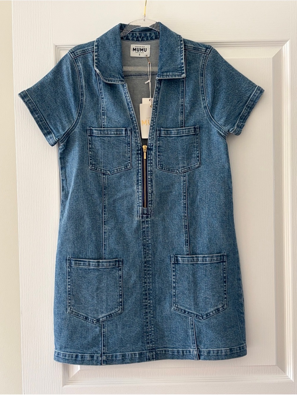 Show Me Your MuMu Denim Zip-Preston Mini Dress in Blue - Picture 7 of 10